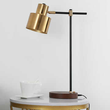 Modern Table Lamp with Wireless Charger USB 1-Light Desktop Touch Lamp in Black & Gold